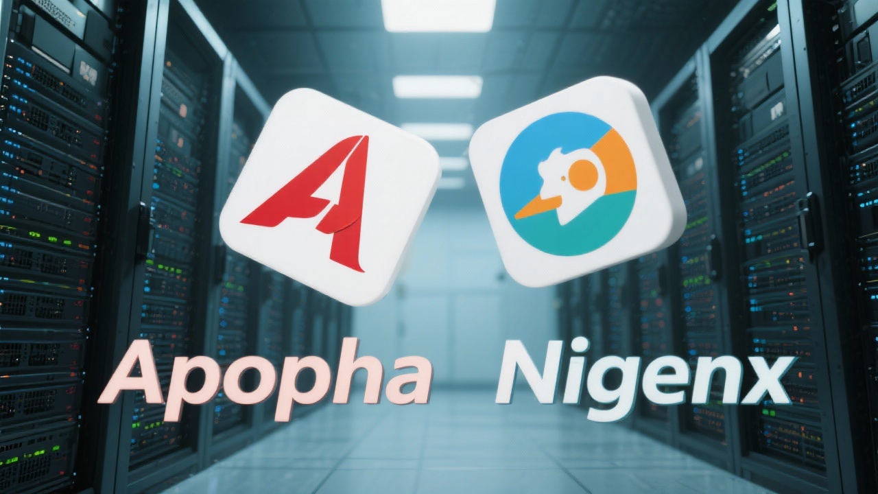서버 앞에 위치한 Apache와 Nginx 로고가 떠있는 모습으로 웹 서버 설치를 시각화한 이미지