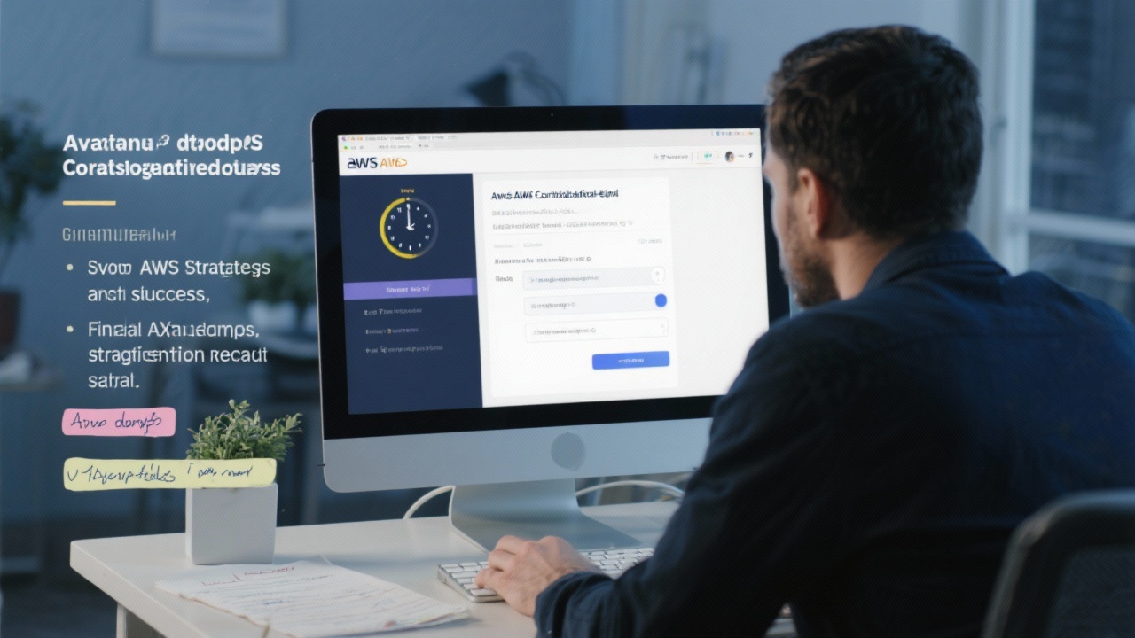 AWS 자격증 모의고사를 치르며 시험 준비 중인 응시자 모습