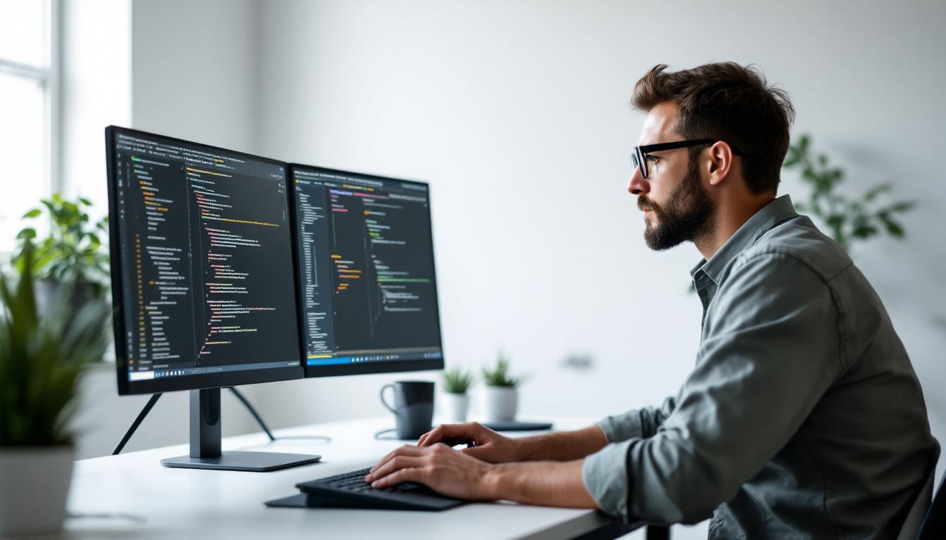 숙련된 개발자가 AI 도구로 레거시 코드를 리팩토링하는 장면