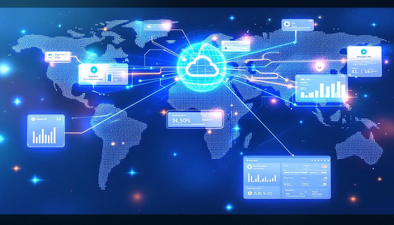 멀티 리전 복제와 Gemini AI 통합, BigQuery 연동을 보여주는 Google Cloud Storage 글로벌 네트워크