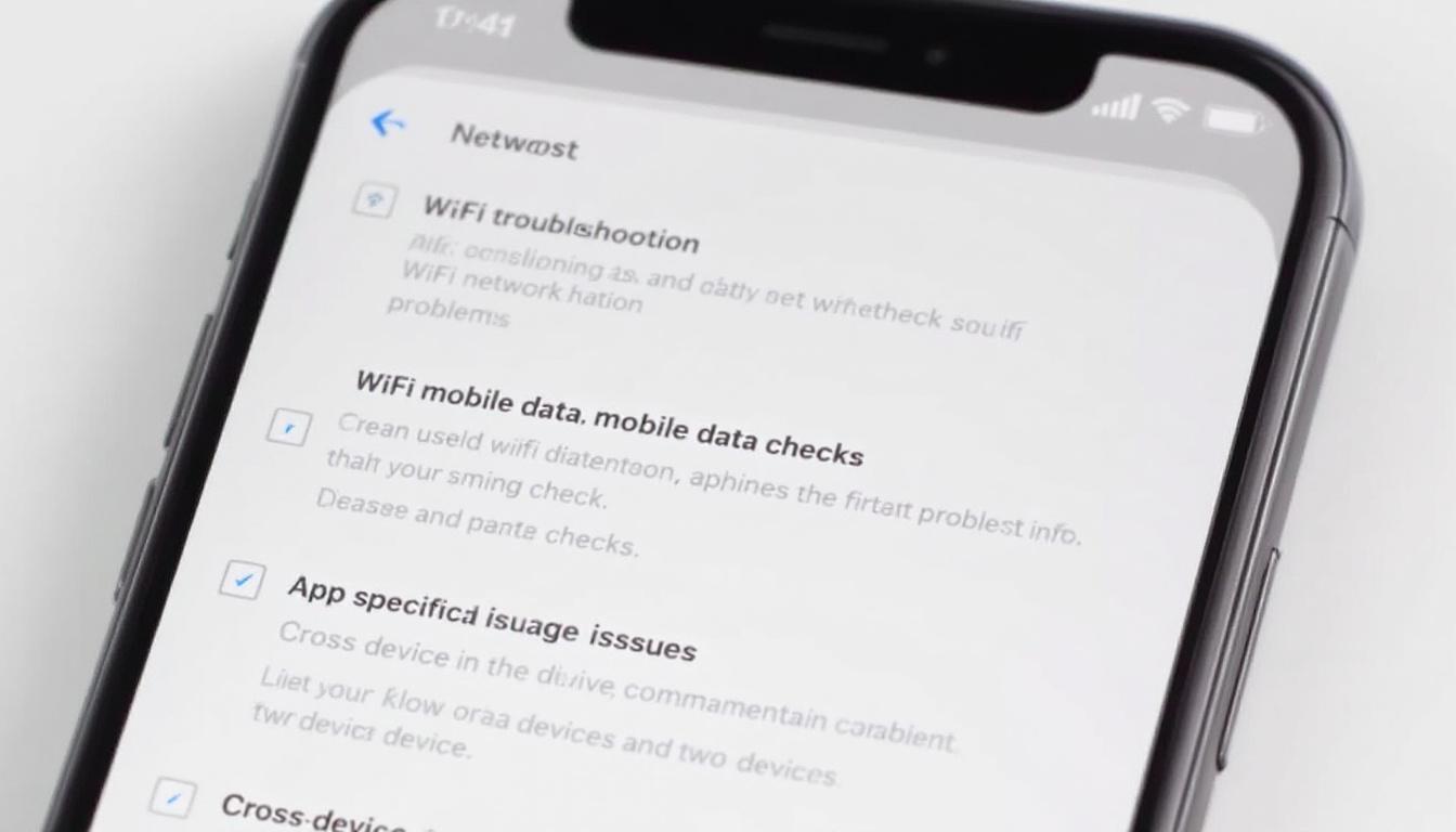 스마트폰 네트워크 문제 진단 체크리스트 화면