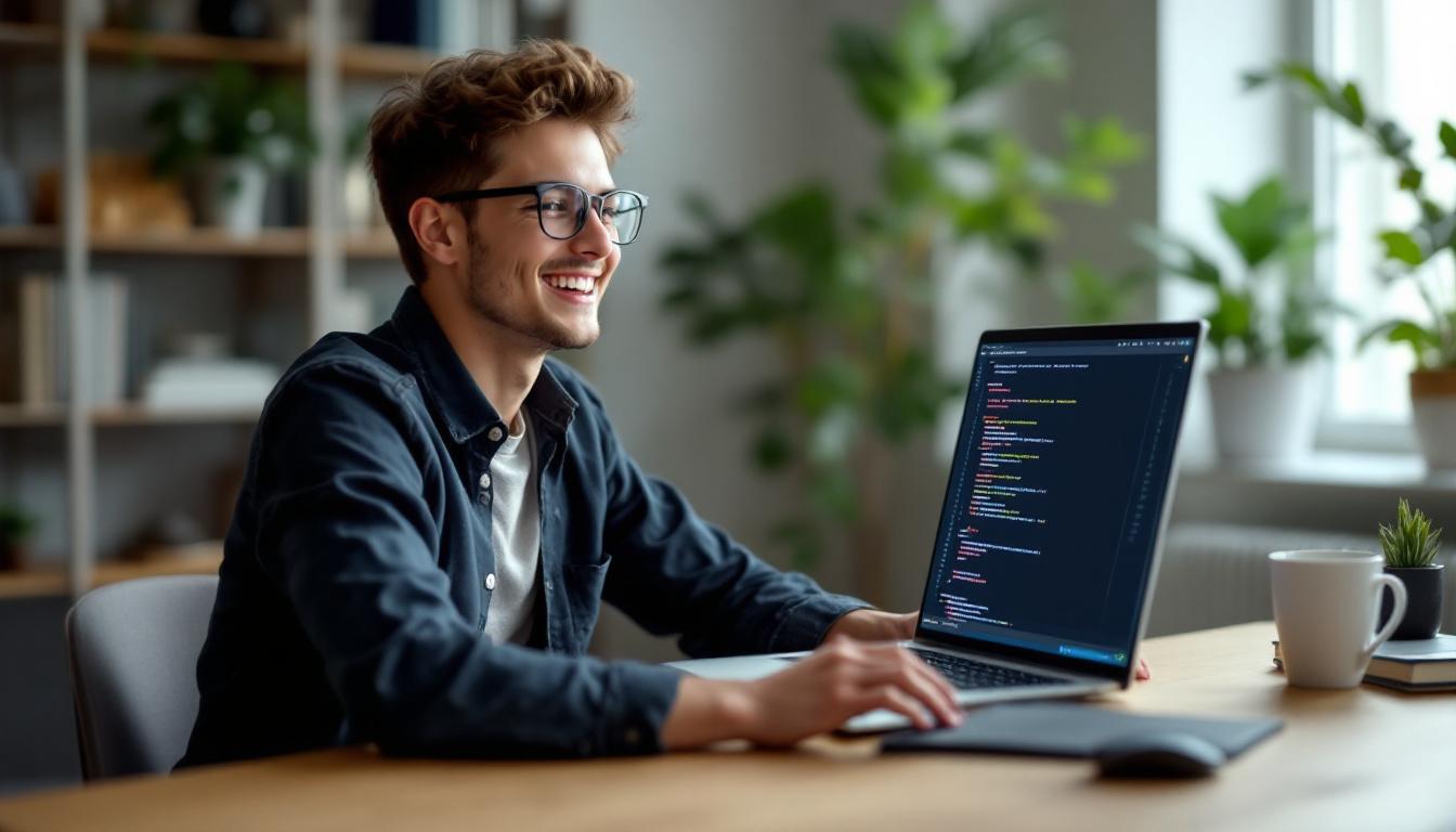AI 도움을 받으며 코딩을 배우는 초보 프로그래머의 모습