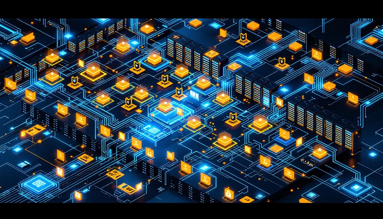 리프-스파인 아키텍처와 VLAN, VPN을 적용한 현대적인 기업 데이터센터 네트워크 설계도