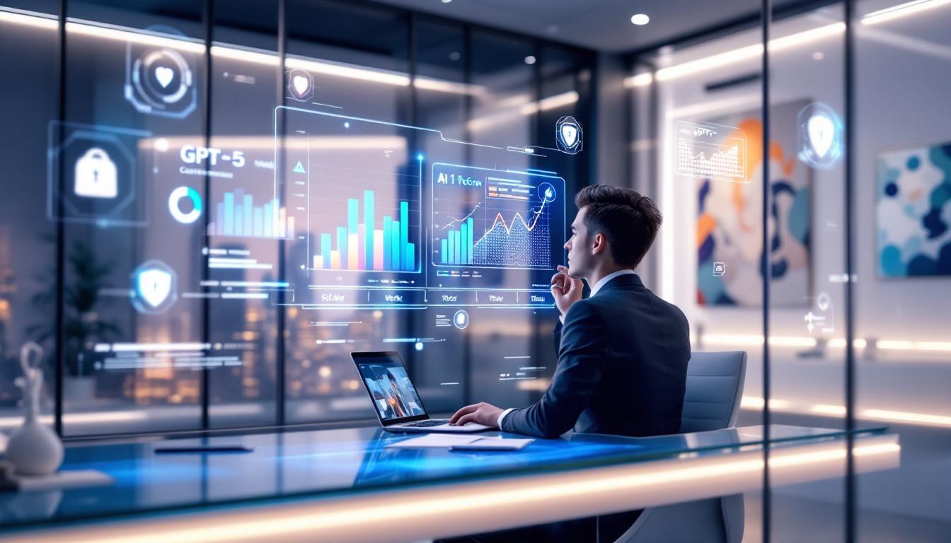 AI 시대를 대비해 커리어 로드맵을 설계하는 직장인과 AI 보안 수칙 이미지