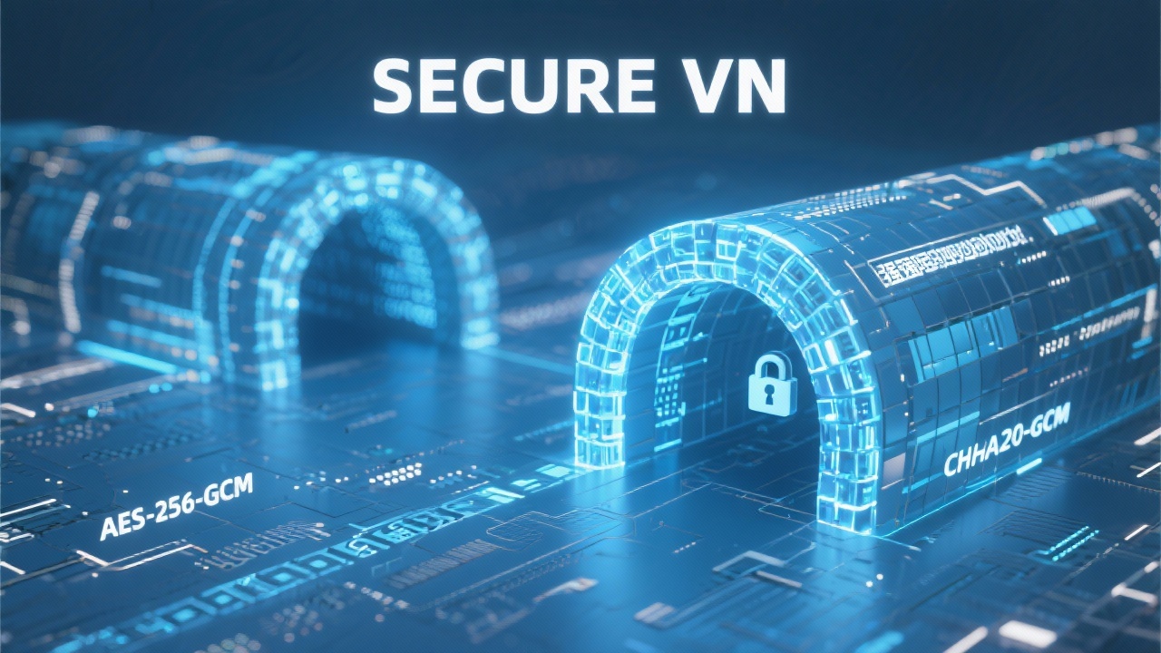 강력한 암호화가 적용된 안전한 VPN 터널을 표현한 이미지