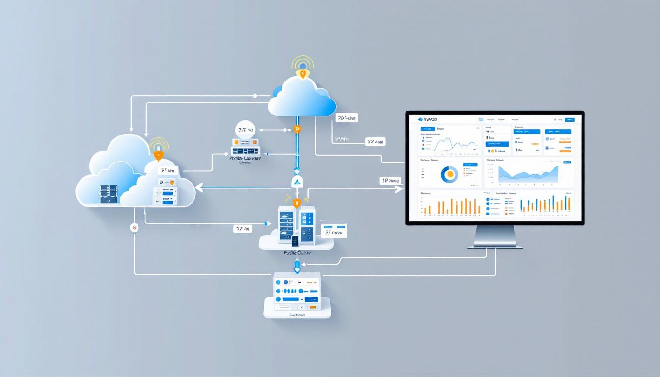 온프레미스와 퍼블릭 클라우드를 통합 관리하는 하이브리드 클라우드 구조도