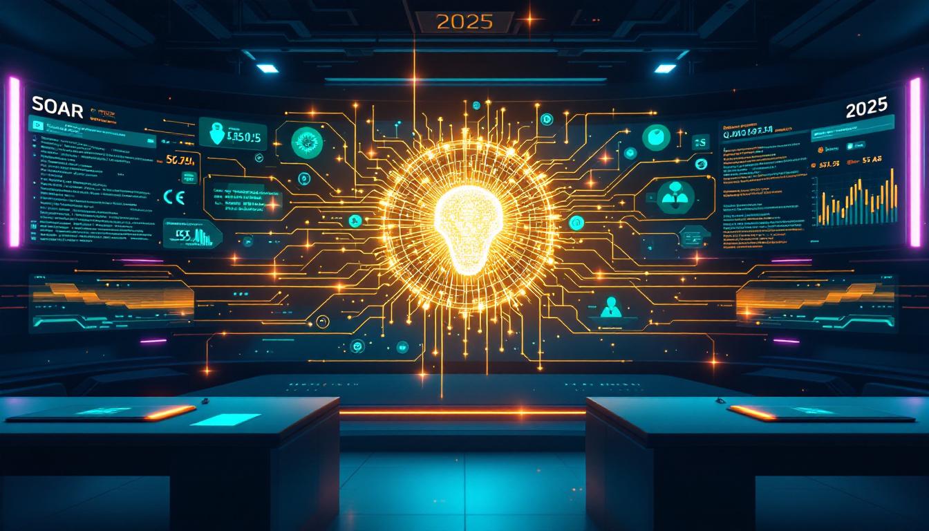 AI 보안과 양자내성암호, 보안 자동화 기술을 나타내는 미래형 사이버보안 이미지