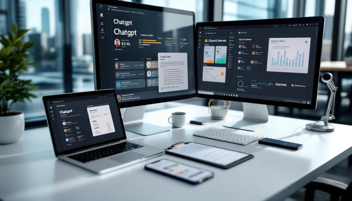 여러 AI 도구를 함께 활용하는 직장인의 업무 환경