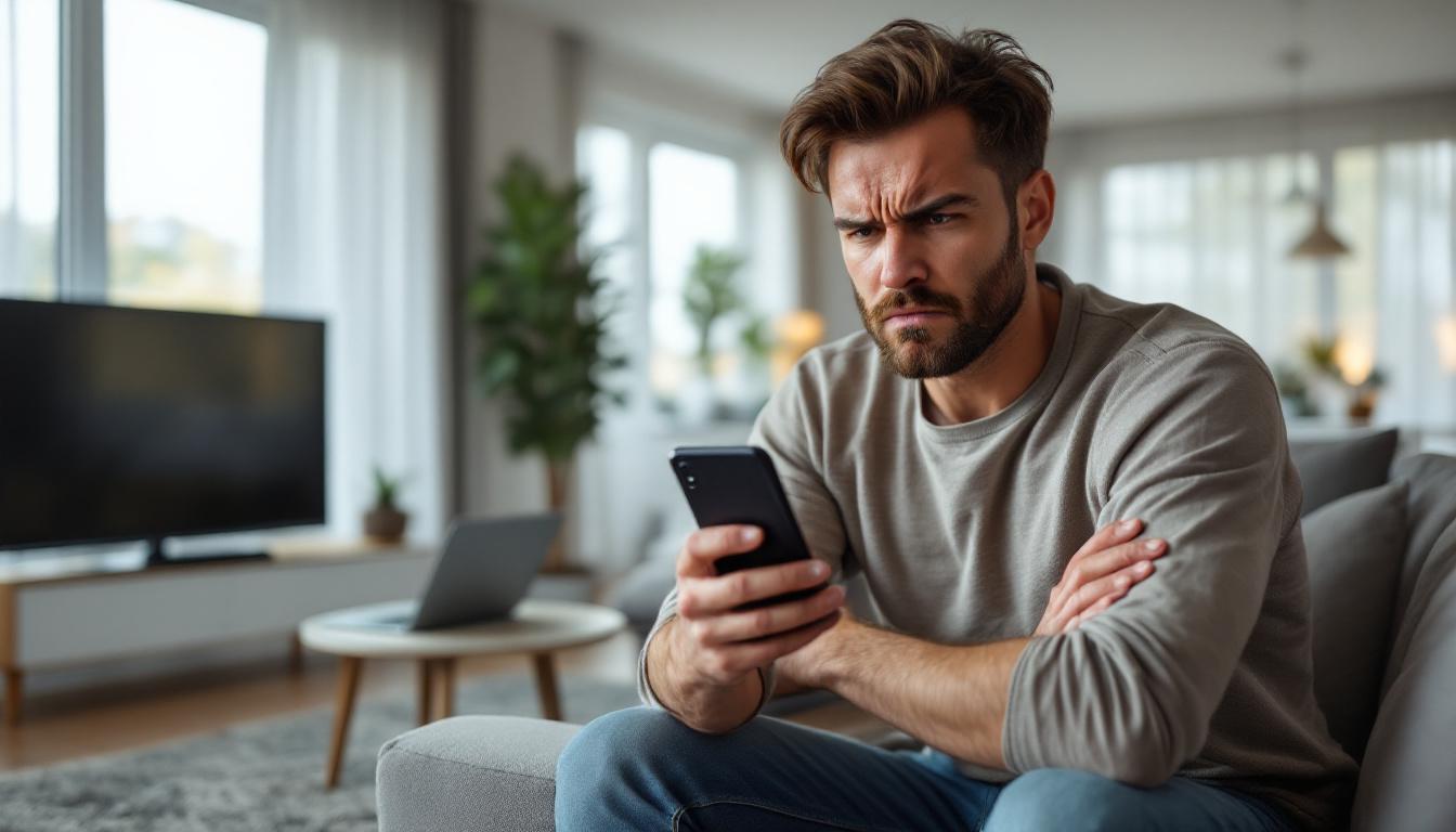 스마트폰 와이파이 끊김과 느린 데이터 속도로 답답해하는 사람
