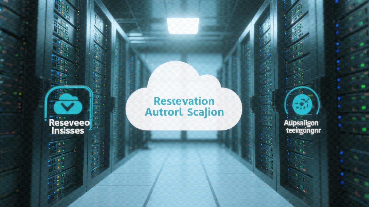예약 인스턴스와 오토스케일링 기술을 상징하는 클라우드 서버룸