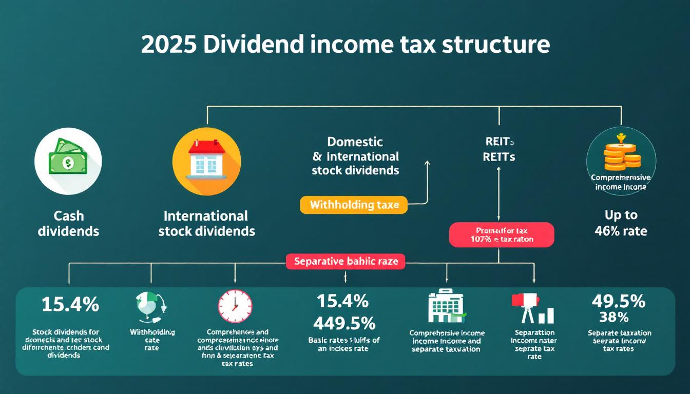 2025년 배당소득세 구조와 과세 대상에 대한 인포그래픽