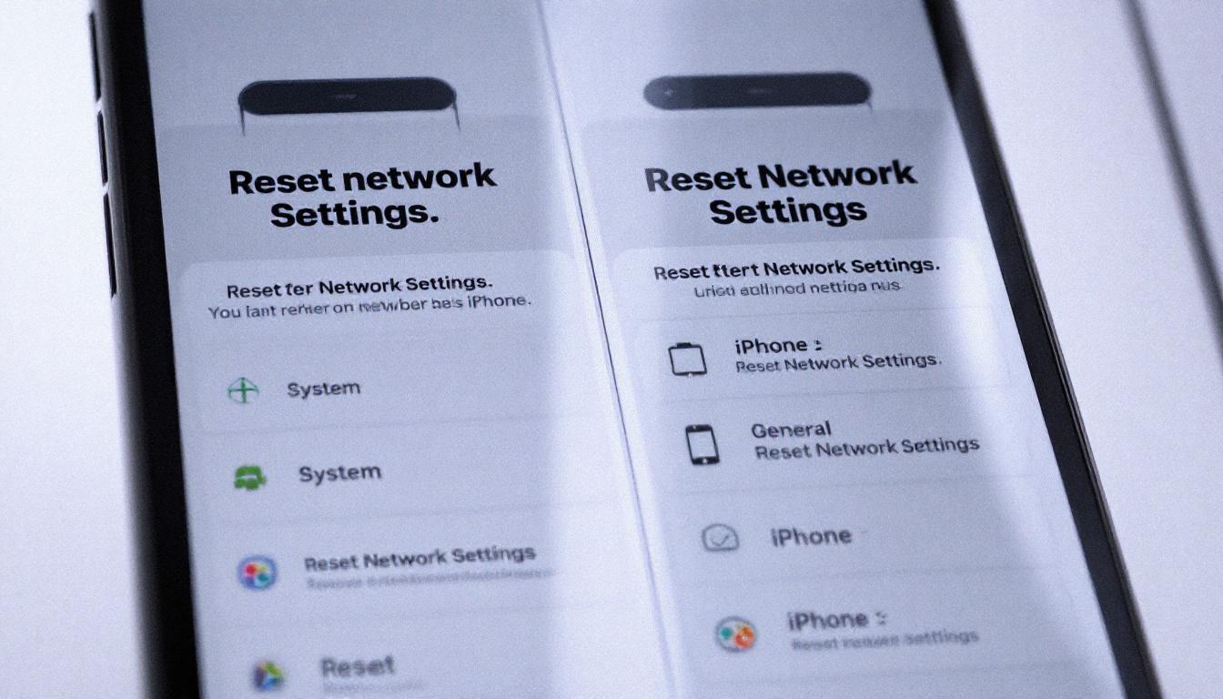 안드로이드와 아이폰에서 네트워크 설정 초기화 과정을 보여주는 스마트폰 화면 가이드